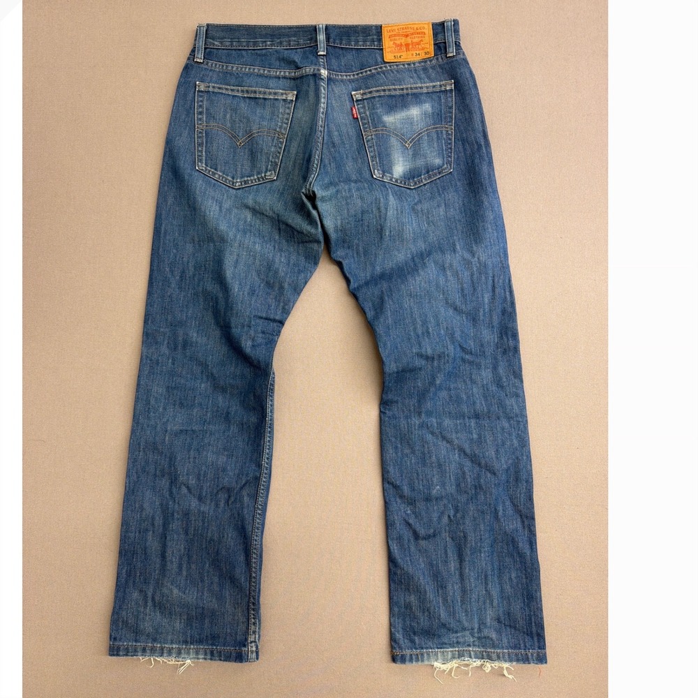 Levis 514‎ Straight Fit Mens Jeans 34x30 Medium Wash Blue Denim 00514-0403